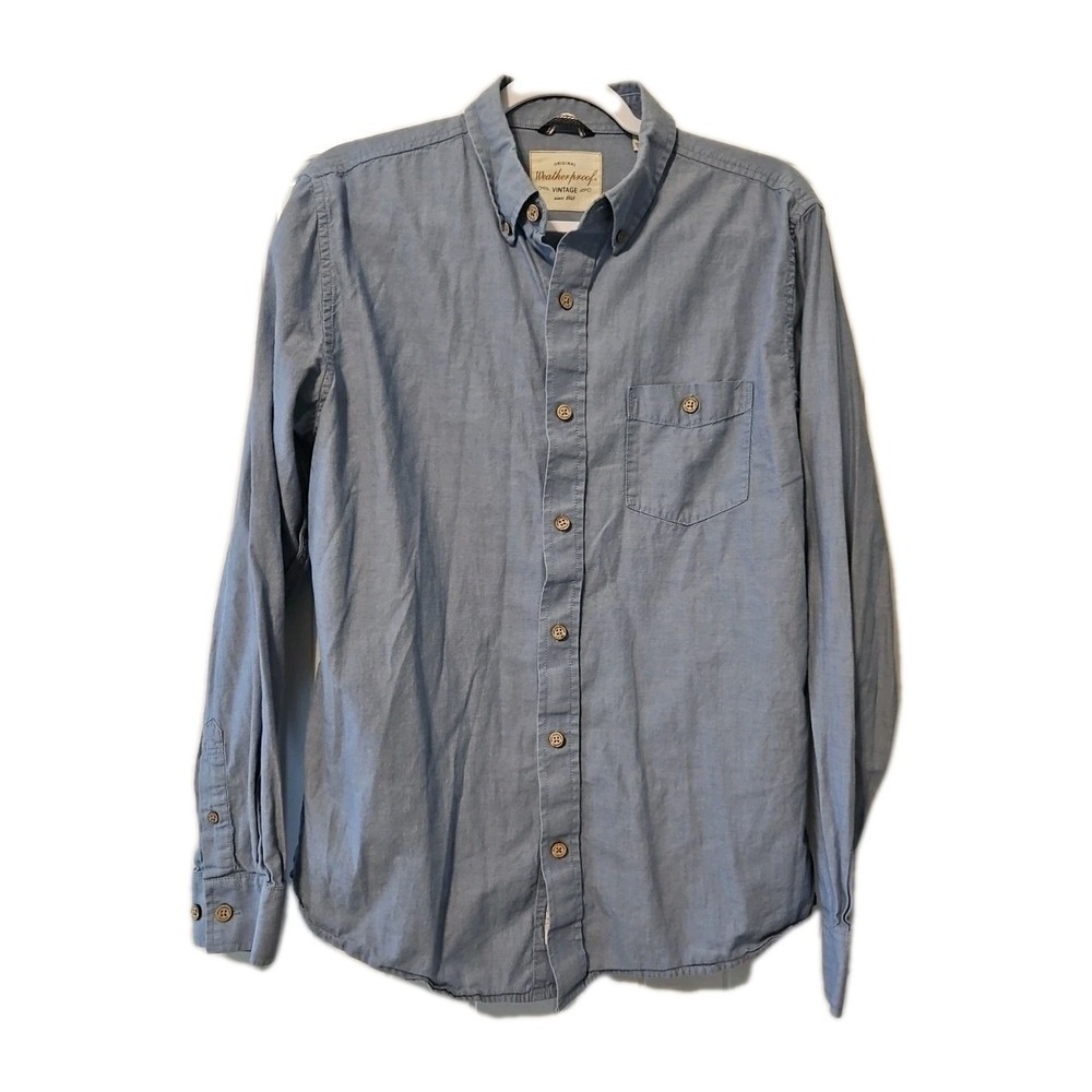 Original Weatherproof Vintage Long Sleeve Shirt Women's Medium Chambray Camping